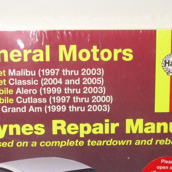 Haynes 38026 Manual GM Chevrolet Malibu 97-03 Pontiac Grand Am 99-03 Oldsmobile - Picture 2 of 2